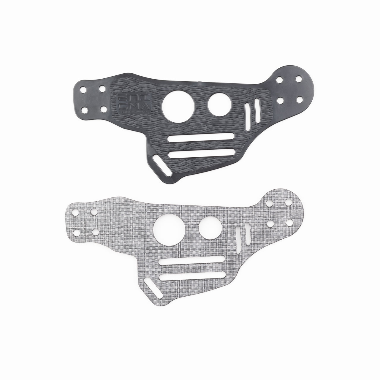 Comparison photo of the V1 and V2 Enigma faceplates. They are identical in shape.