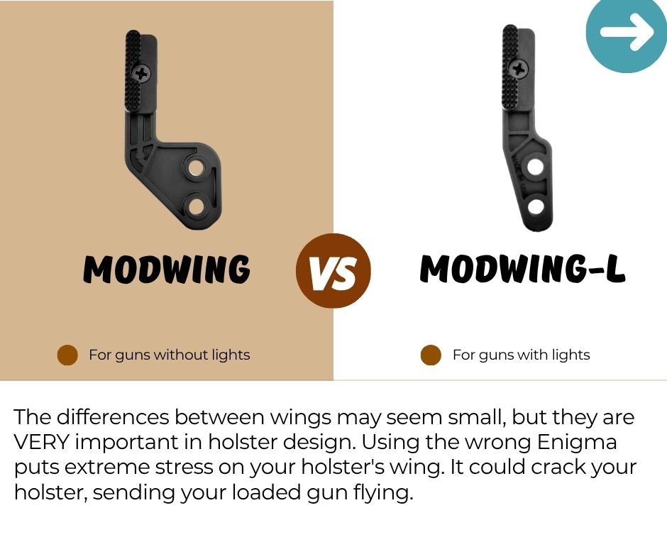 Infographic showing the difference between the Light Bearing and Standard Modwings.