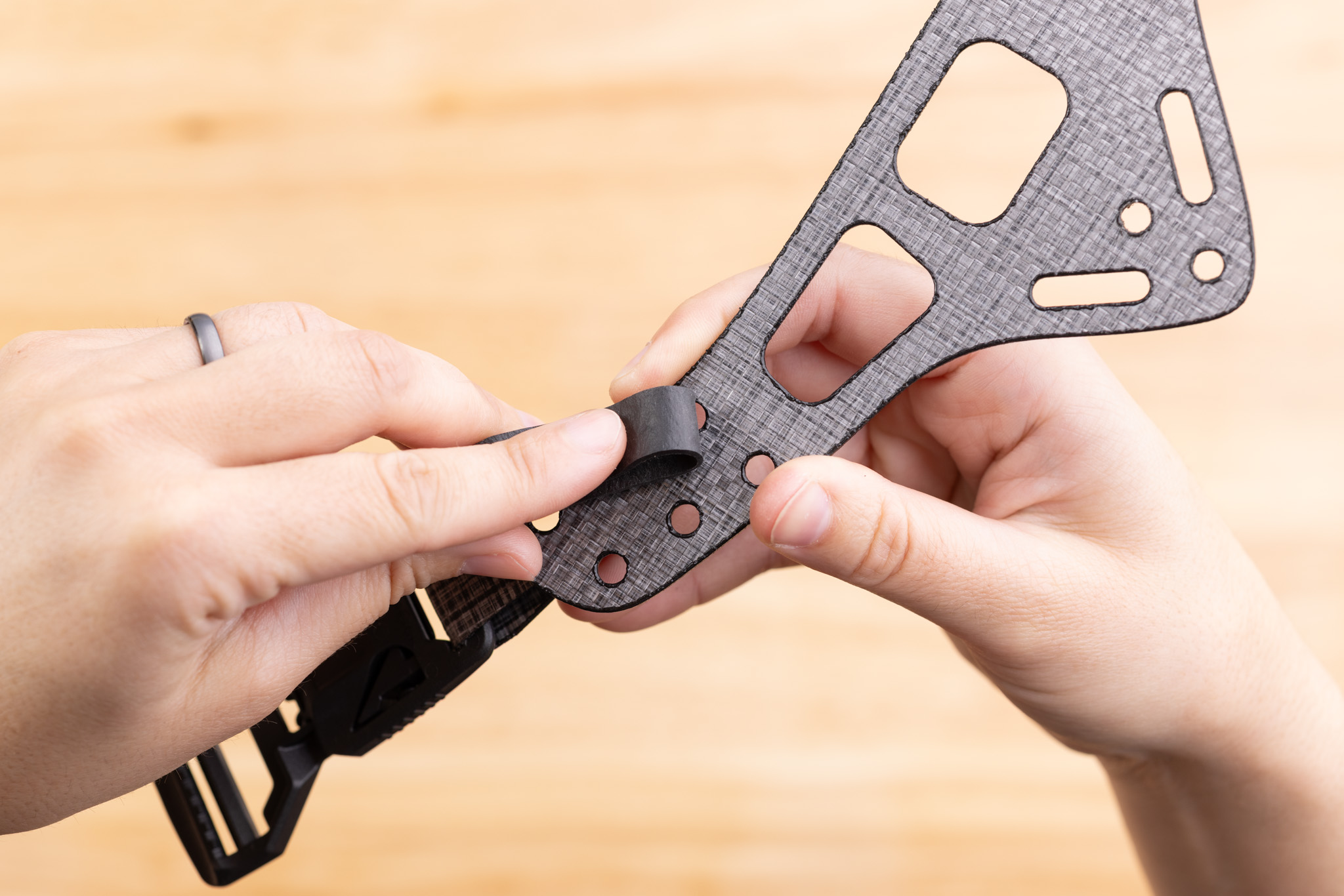 Photo showing correct vs incorrect Enigma belt orientation.