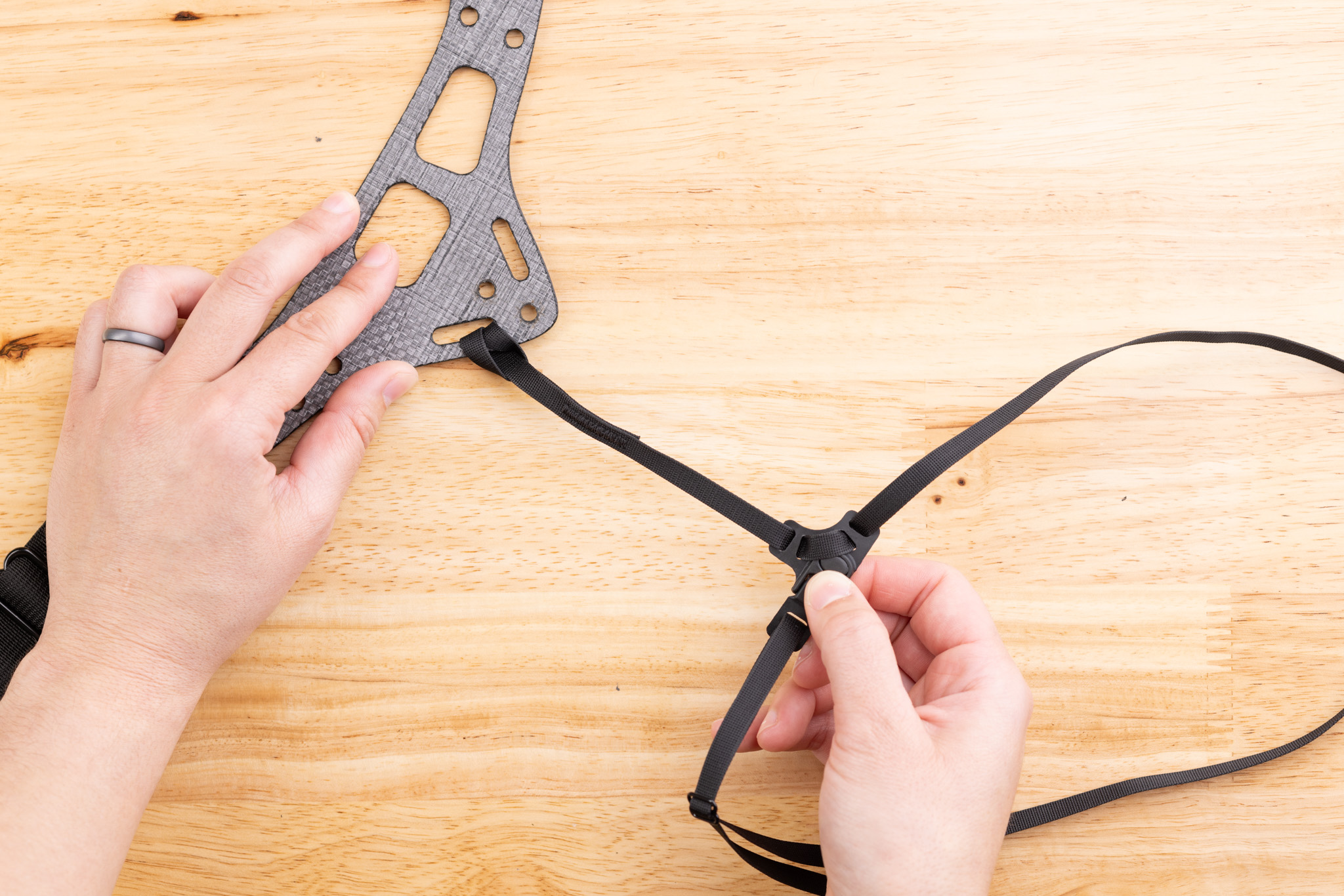 Photo of leg leash attached to Enigma faceplate.